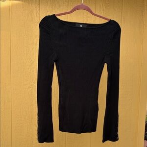 Banana Republic Black Ribbed Long Sleeve Top